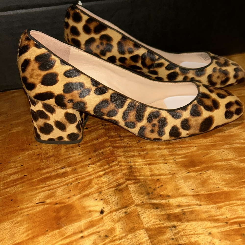 J. Crew Brown and Black Heels Sophisticated Cheetah  Pumps, Size 7, New - Picture 4 of 6